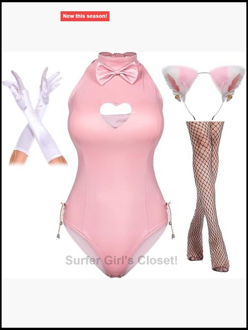 Women's Bunny Costume 4XL Romper One Piece Jumpsuit Cosplay Set with Gloves and